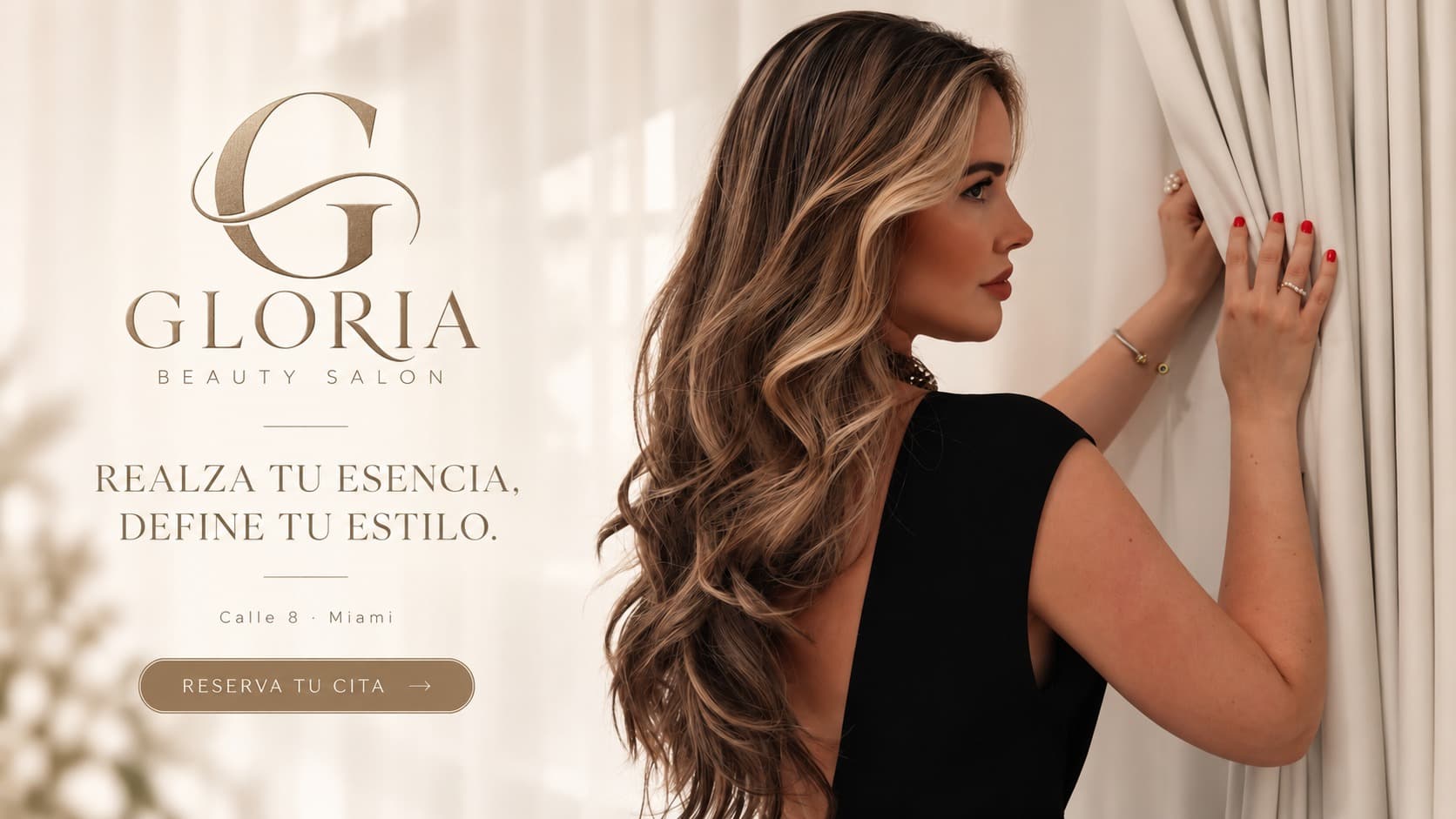 Gloria Beauty Salon — Realza tu esencia, define tu estilo. Calle 8, Miami.